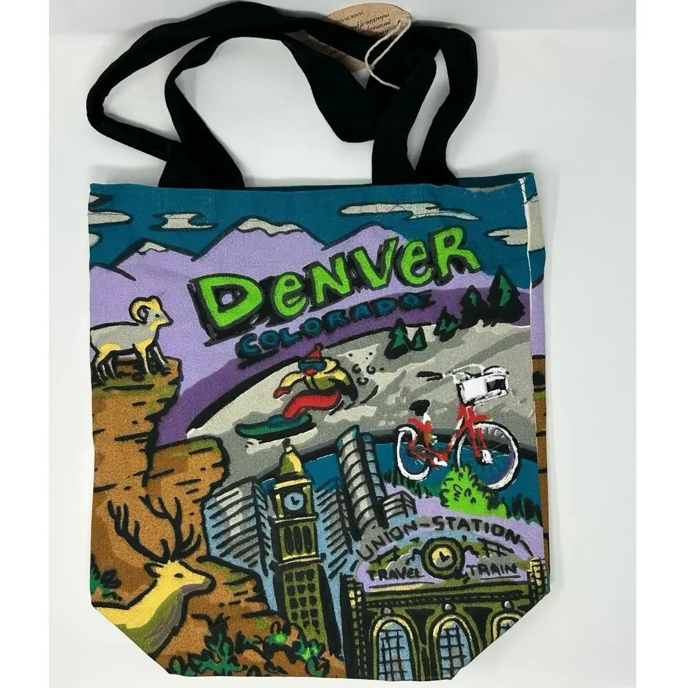 Art Studio Company NEW Denver Shopper Artsy Scenic Canvas Reusable Tote Bag